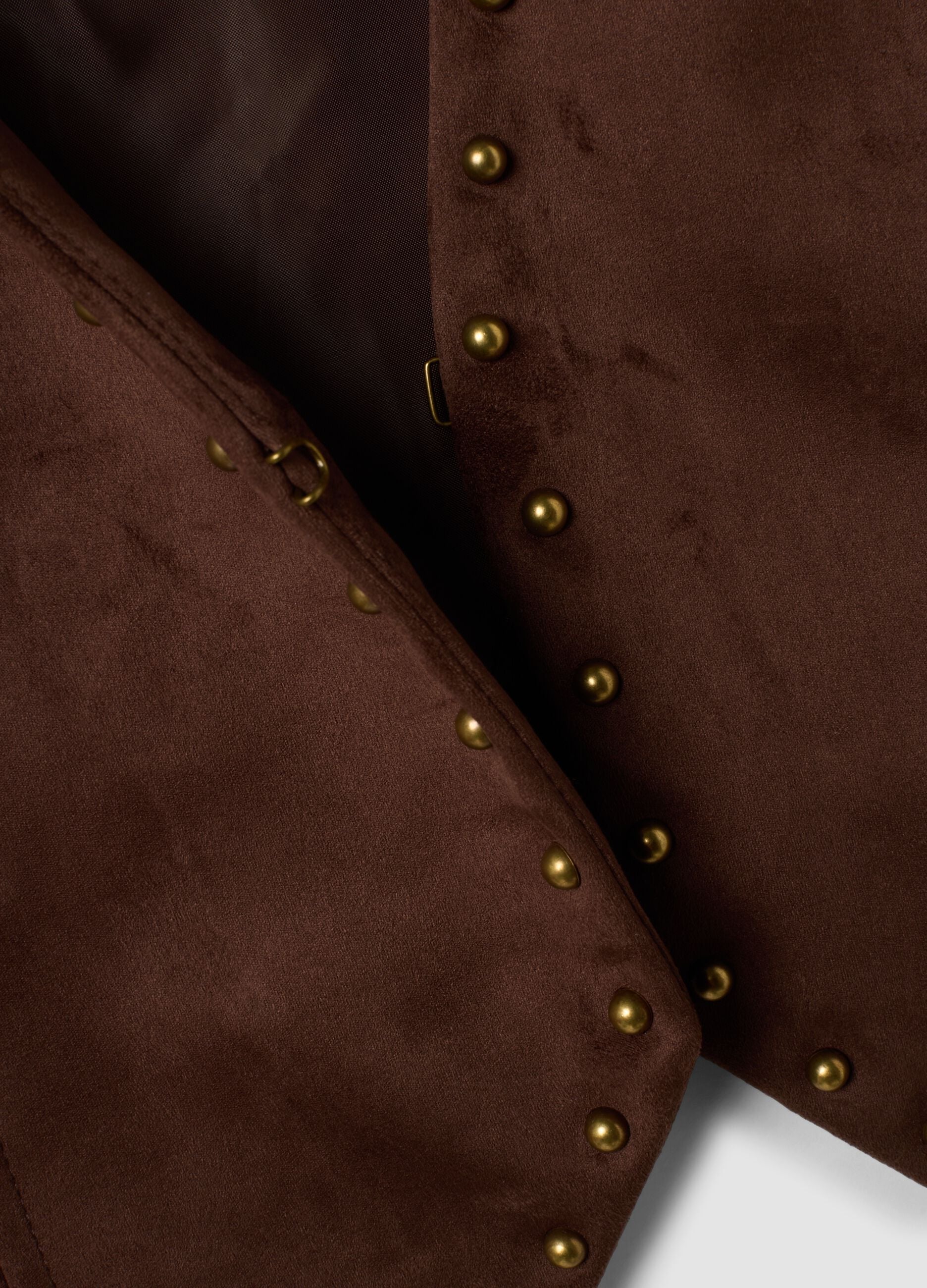 Brown stretch studded waistcoat, regular fit
