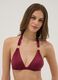 Red stretch triangle bikini top with neck bow_0