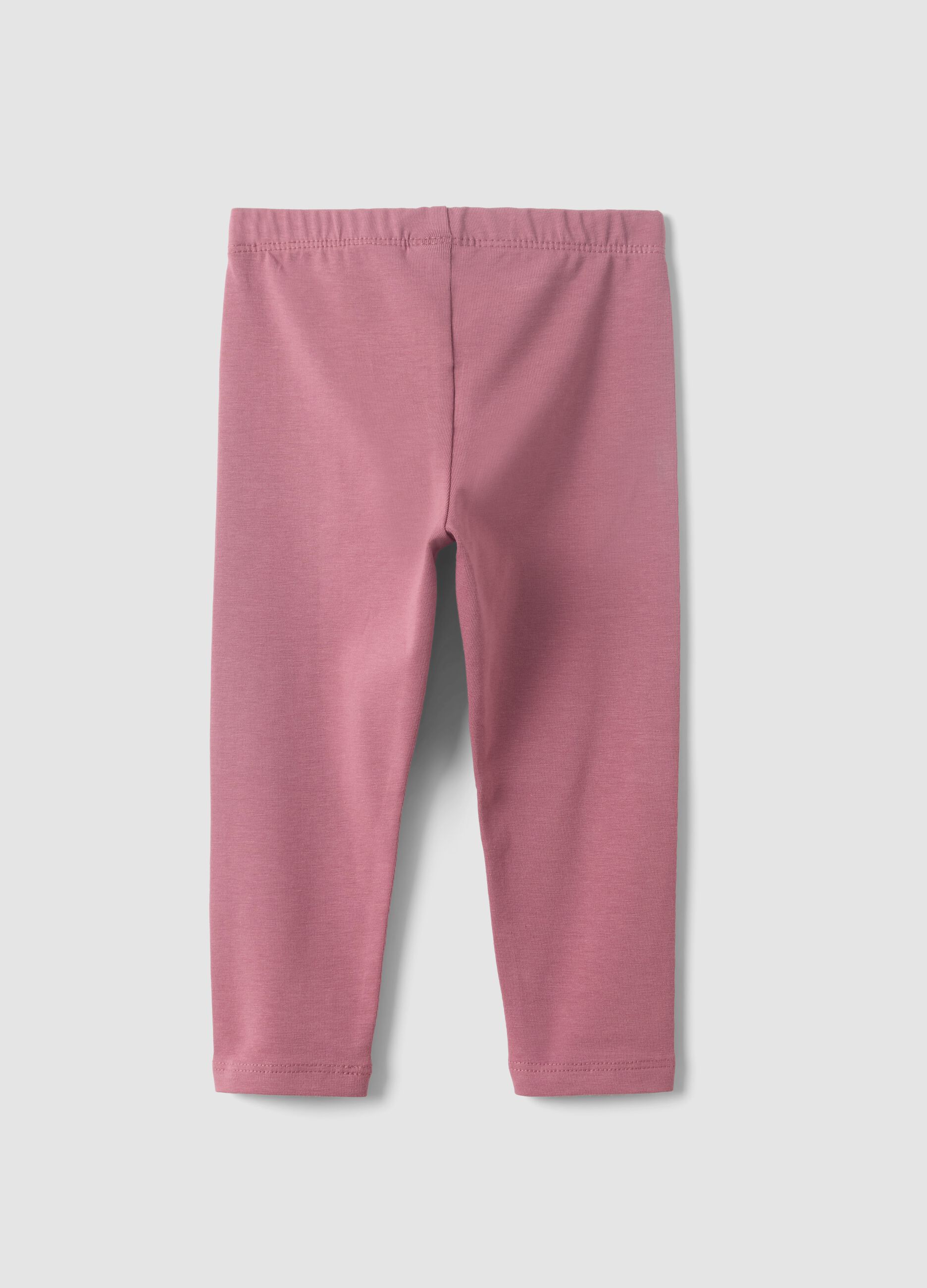 Purple slim-fit organic cotton blend leggings for baby girl