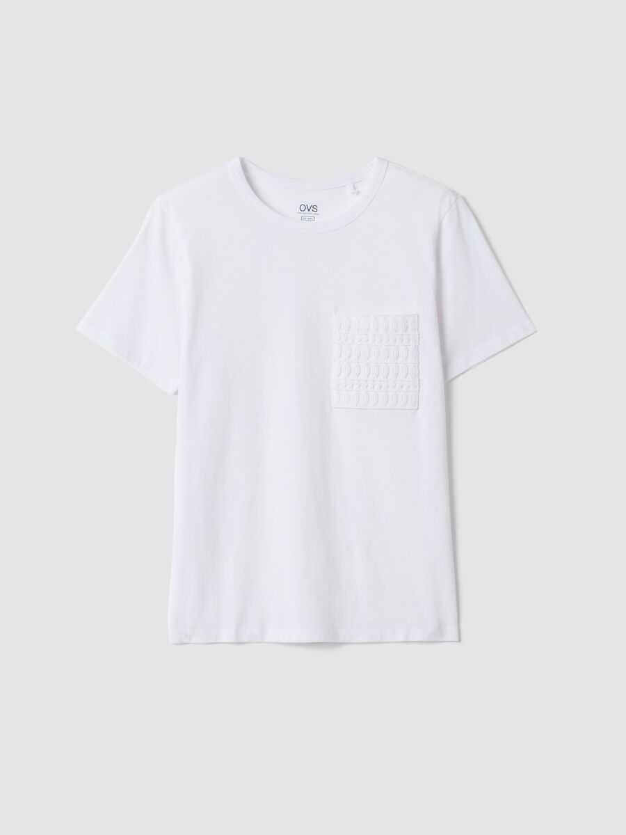 White pure cotton regular-fit T-shirt with embroidered chest pocket_4