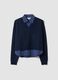 Blue viscose-blend V-neck sweatshirt_0