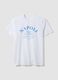 White pure cotton T-shirt with print, regular fit_4