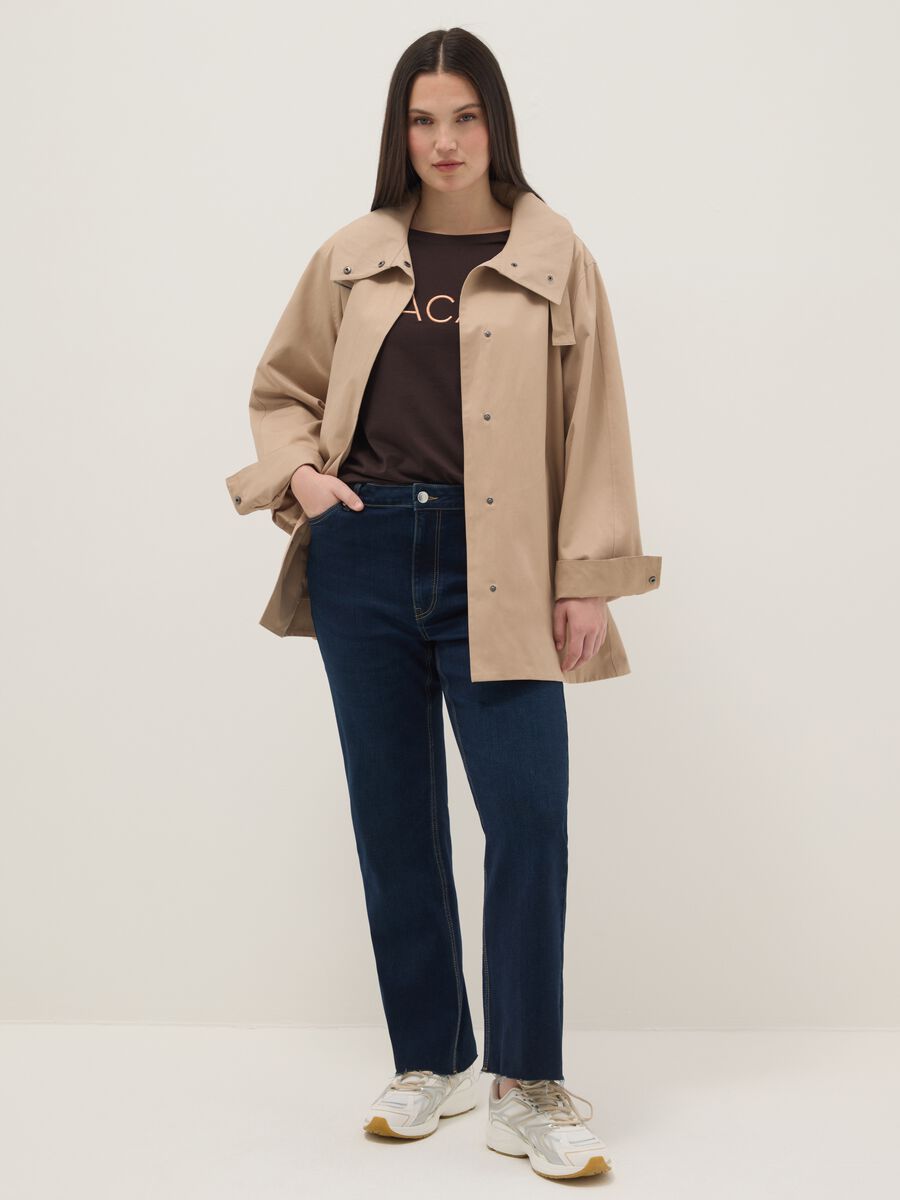 Beige Cotton Blend Oversize Fit Jacket_1