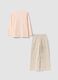 Pink organic cotton pyjamas with print and patterned trousers_1
