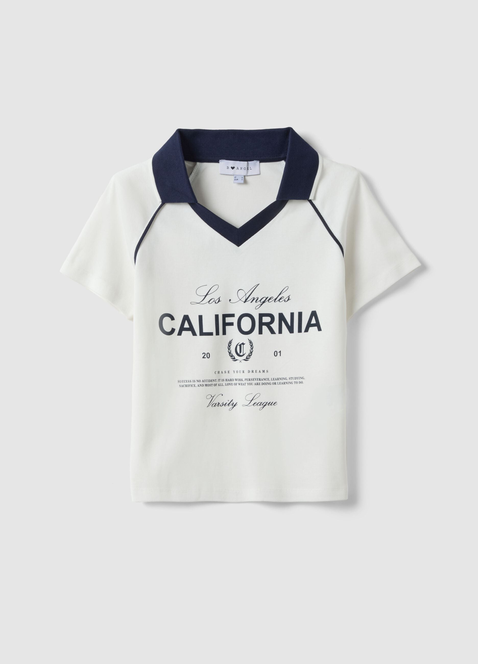 White pure cotton regular fit polo neck T-shirt with print