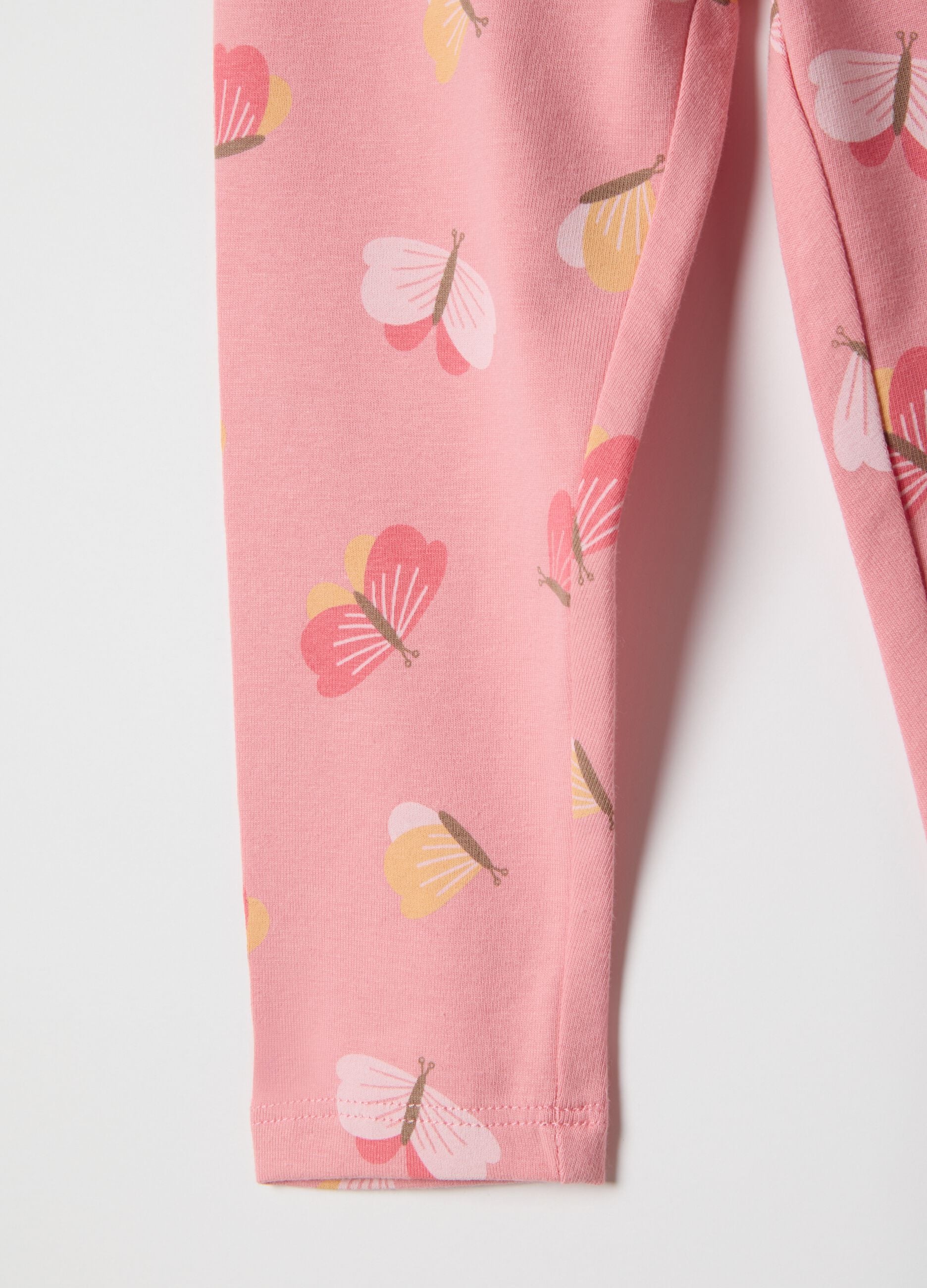 Two-pack multicolour elastic cotton leggings for slim fit baby girls