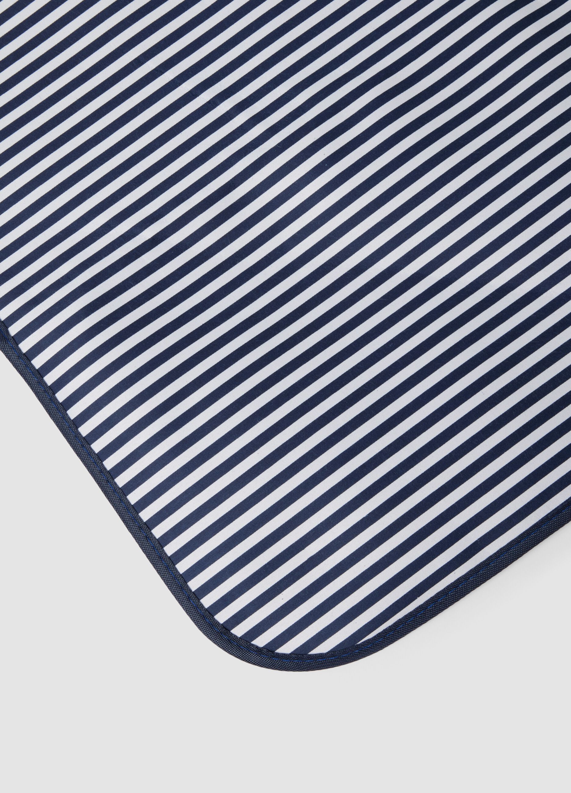 Blue striped throw with handle