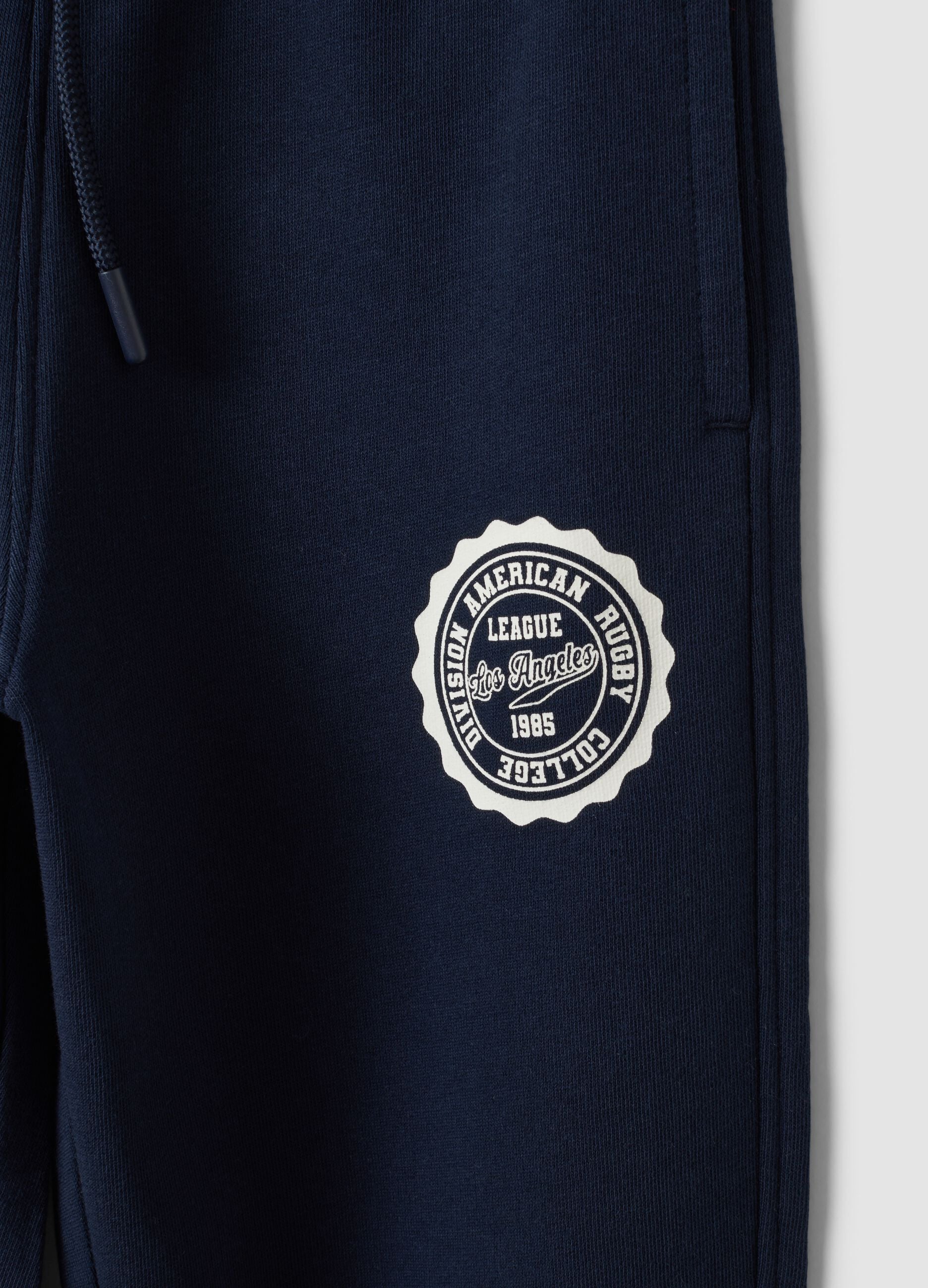 Navy cotton-viscose joggers with contrast print for boys
