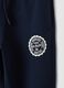 Navy cotton-viscose joggers with contrast print for boys_3