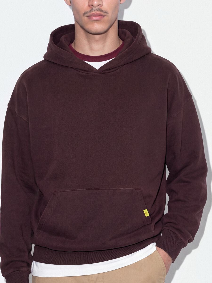 Felpa rossa in puro cotone con cappuccio over fit_2