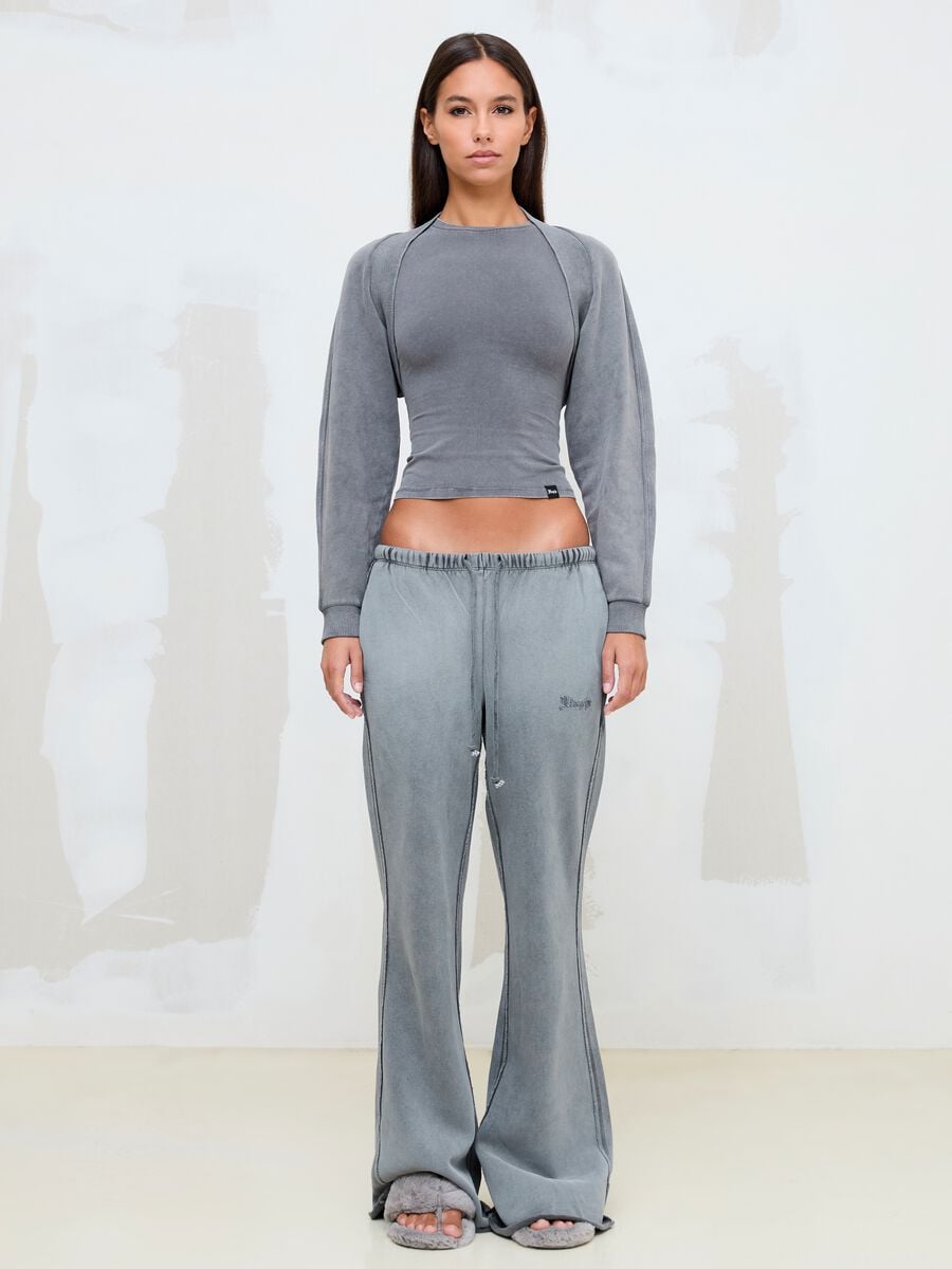 Grey Cropped Shrug Sweatshirt_4