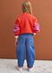 Girls&rsquo; blue baggy pure cotton jeans with embroidered turn-up hem_2