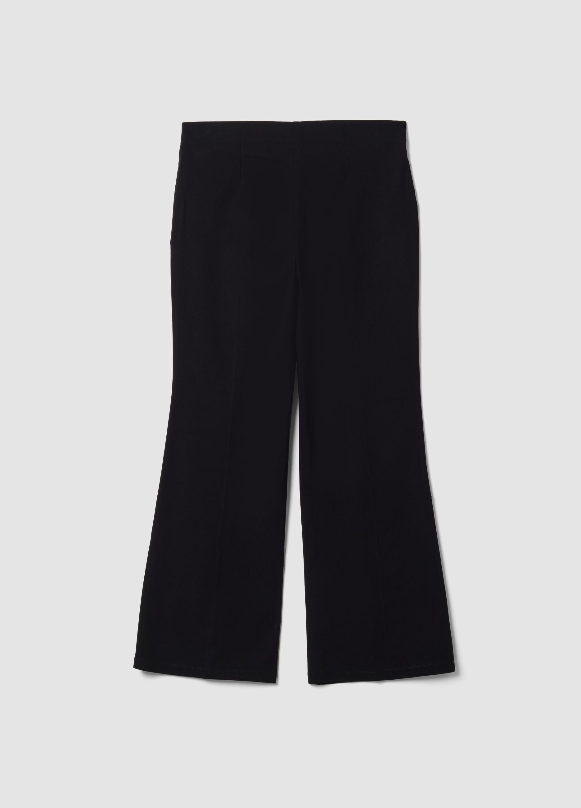 Black flare-fit trousers in stretch viscose