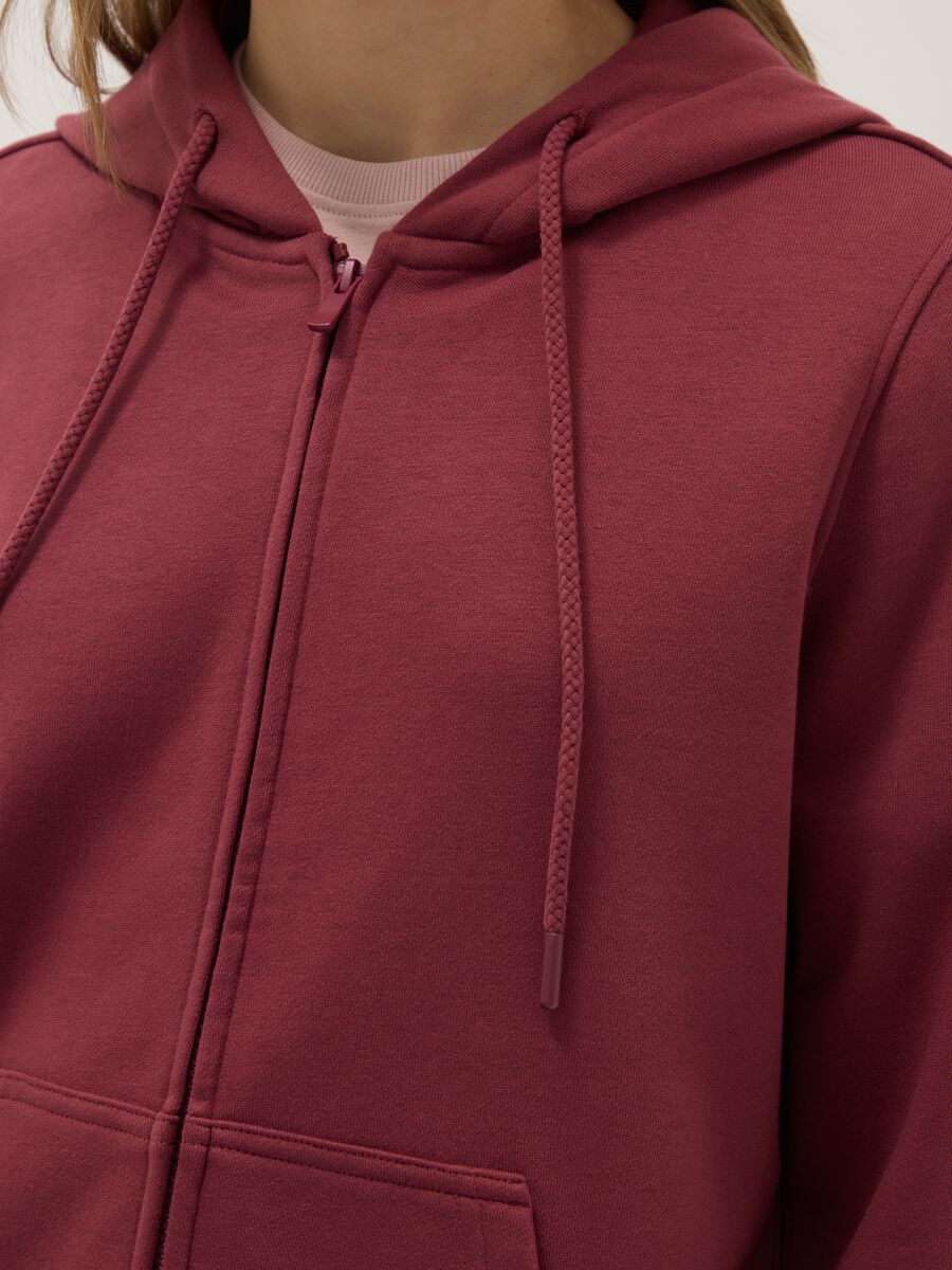 Felpa in misto cotone rosa regular fit con cappuccio e zip_3