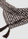 Brown cotton and viscose blend scarf with check pattern_1