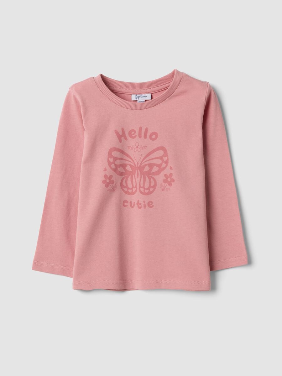 Pink organic cotton crew-neck T-shirt_0