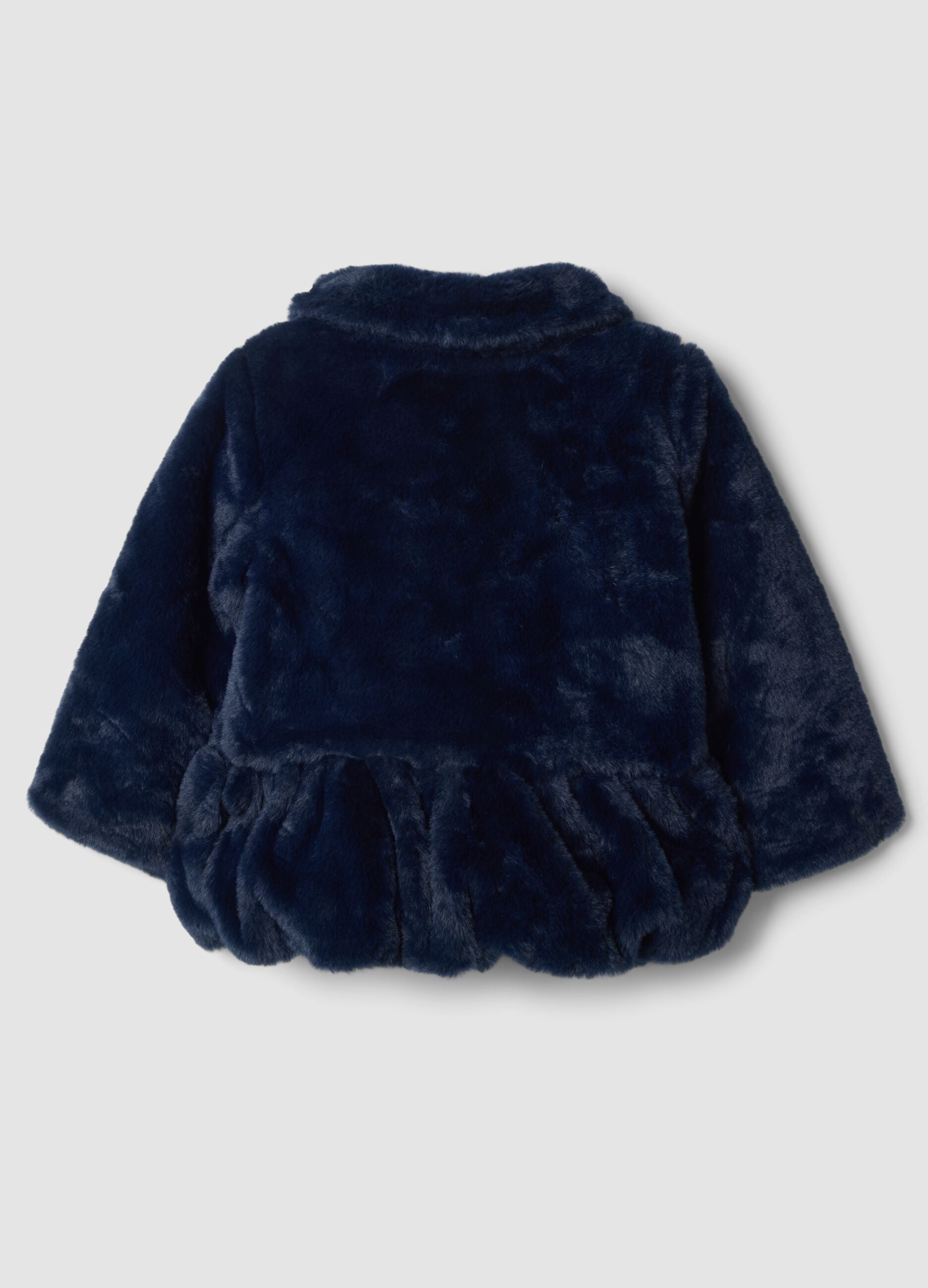 Blue padded teddy-effect jacket with zip