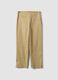 Beige slim fit ankle-length trousers in stretch cotton_4
