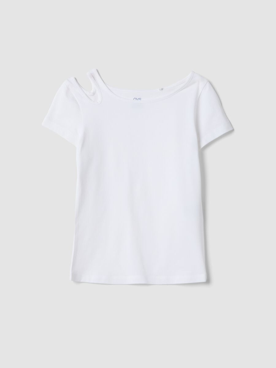 T-shirt bianca in cotone organico a maniche corte_3