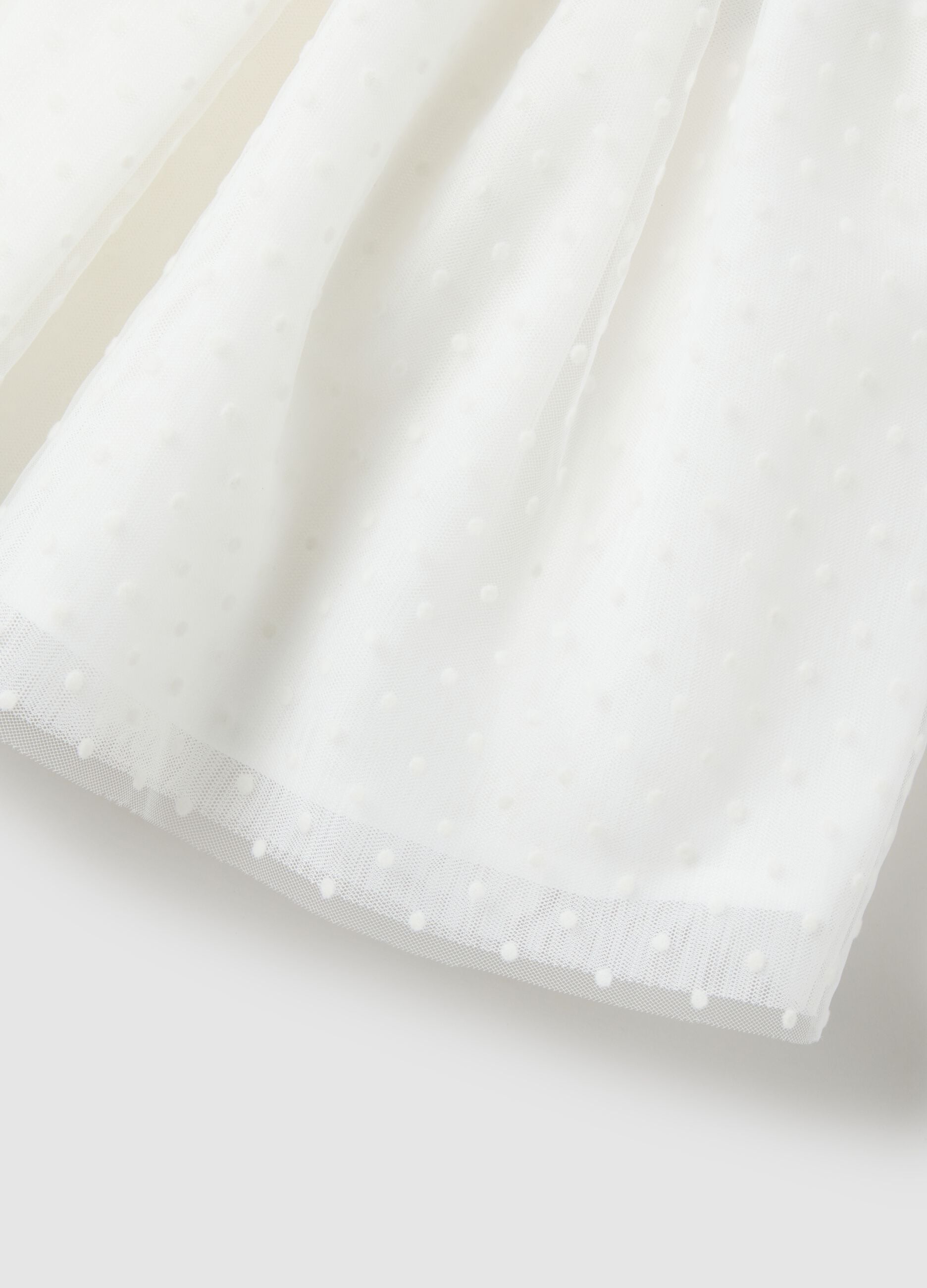 White mesh polka dot skirt for girls