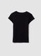 Black pure cotton crew-neck T-shirt with slogan_5