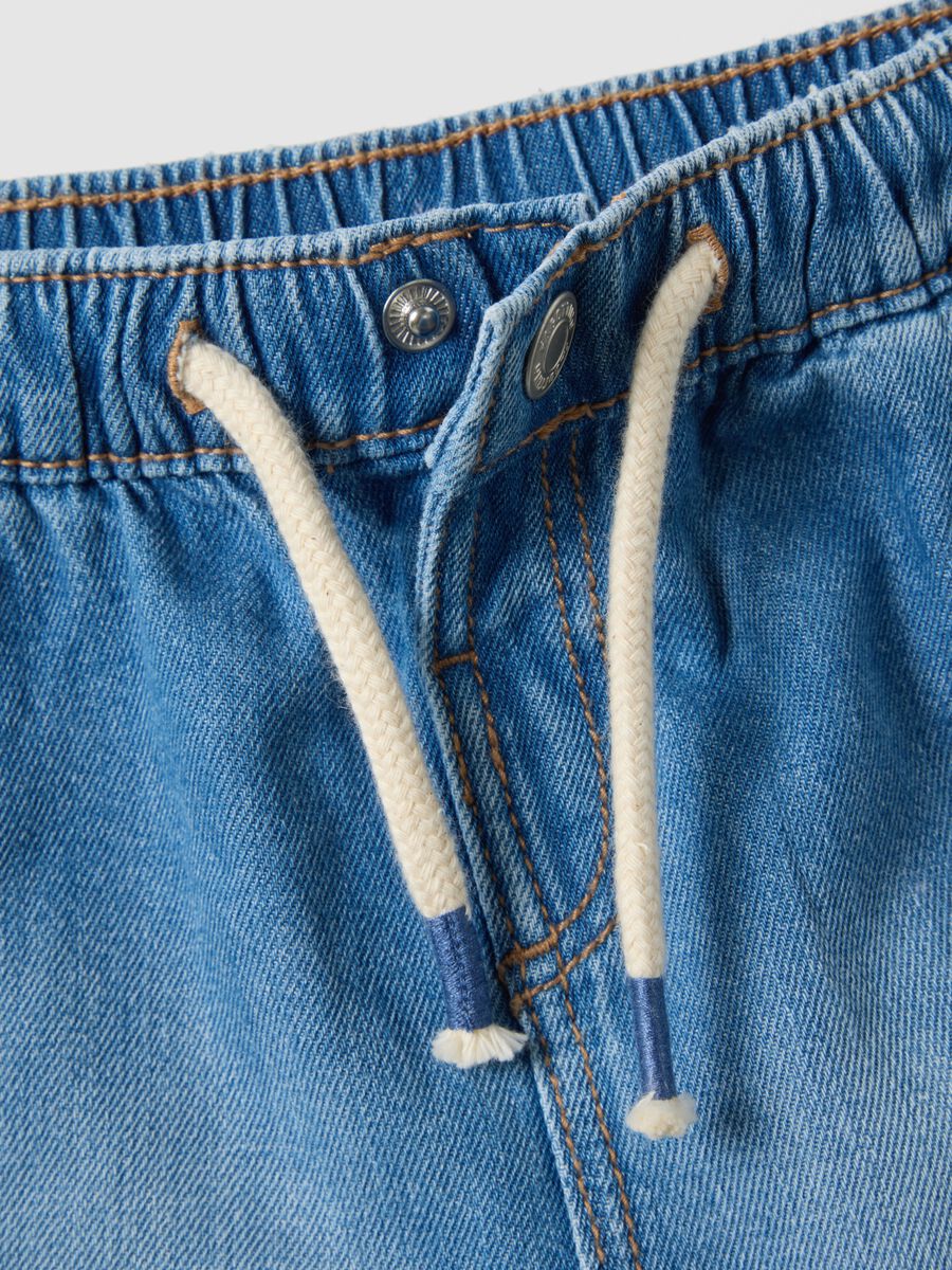 Regular fit baby boys' shorts in pure cotton blue denim_3
