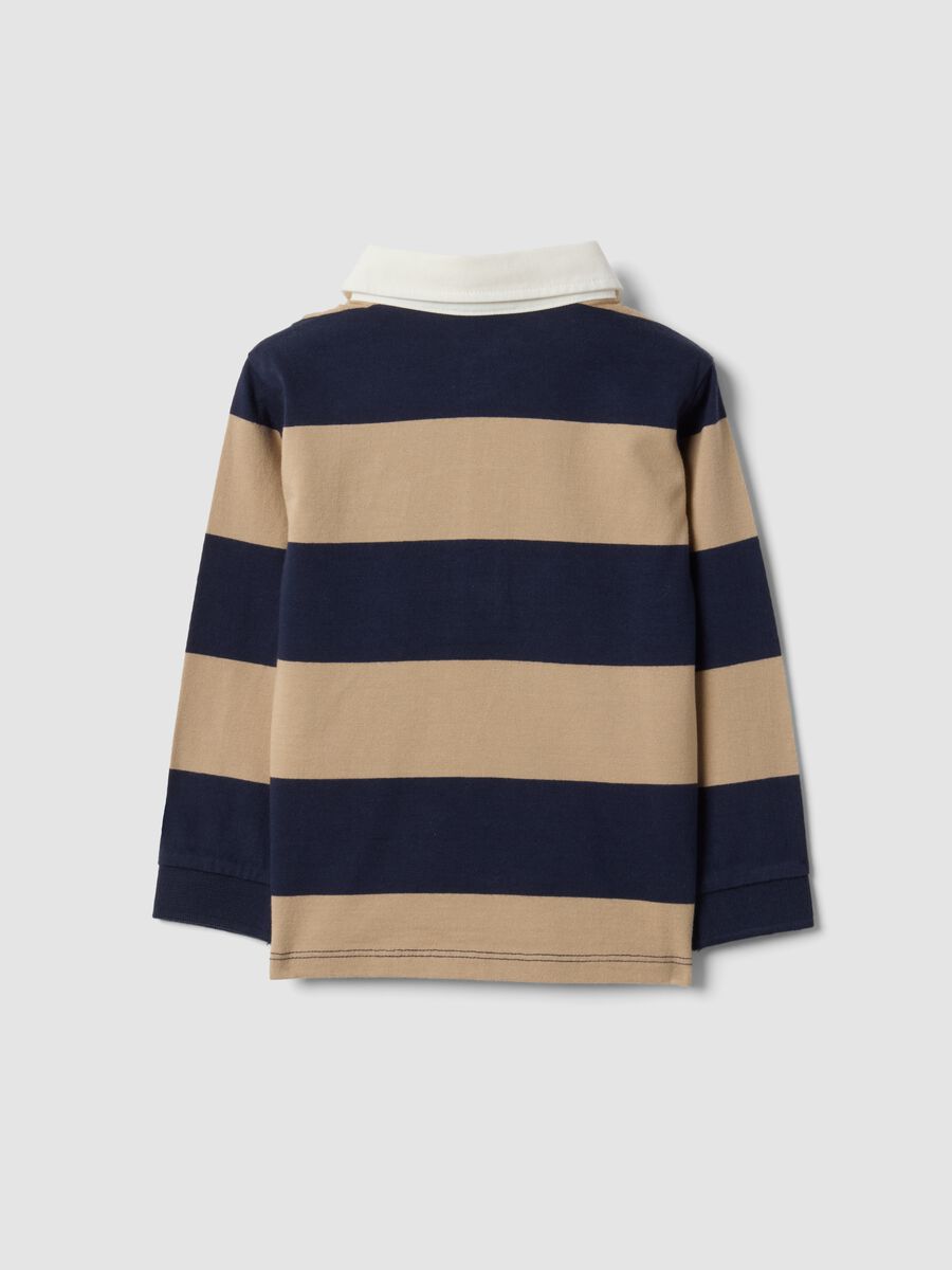 Blue striped polo shirt in pure organic cotton for baby boy_1