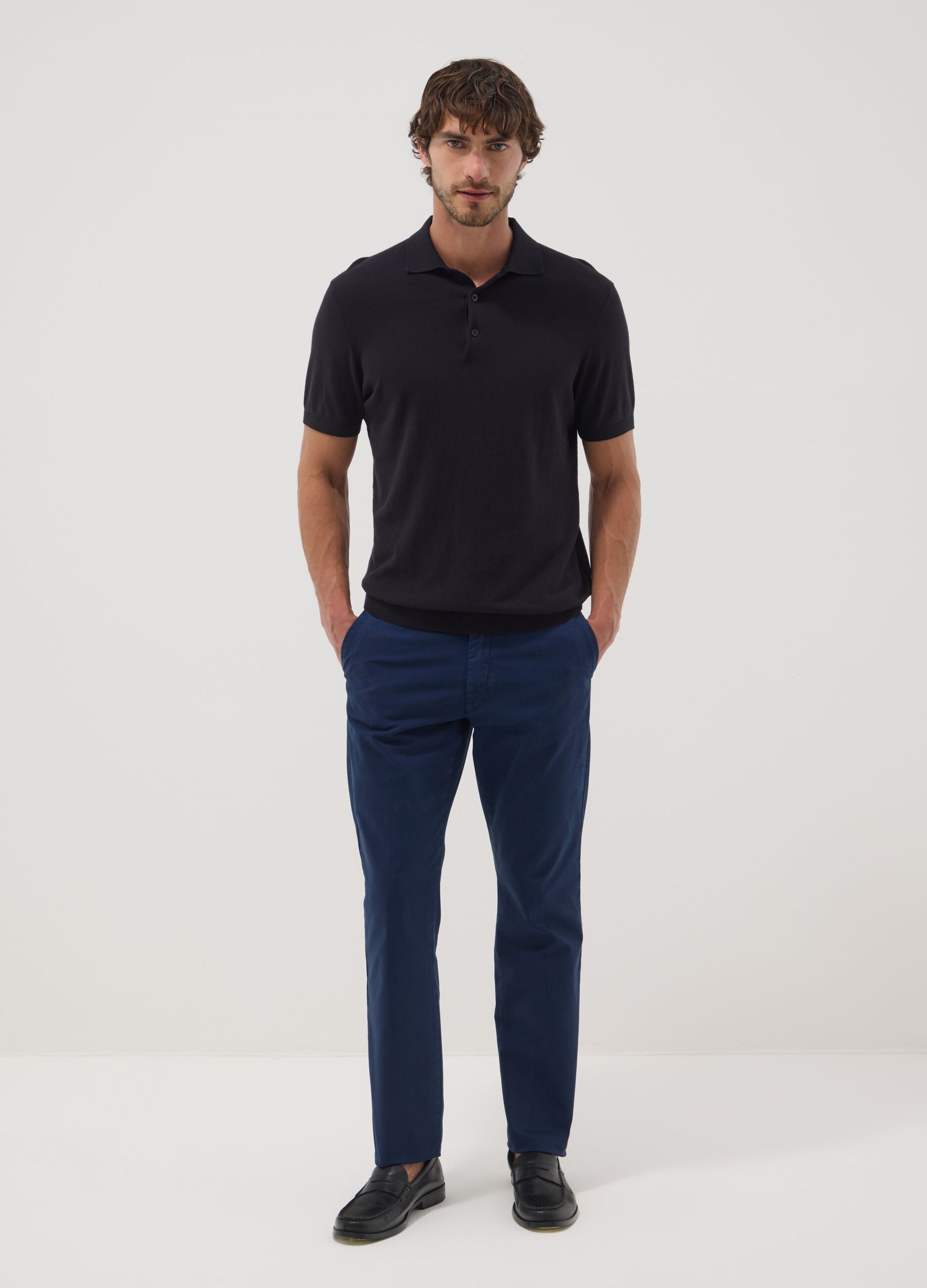 Blue slim-fit stretch cotton chinos
