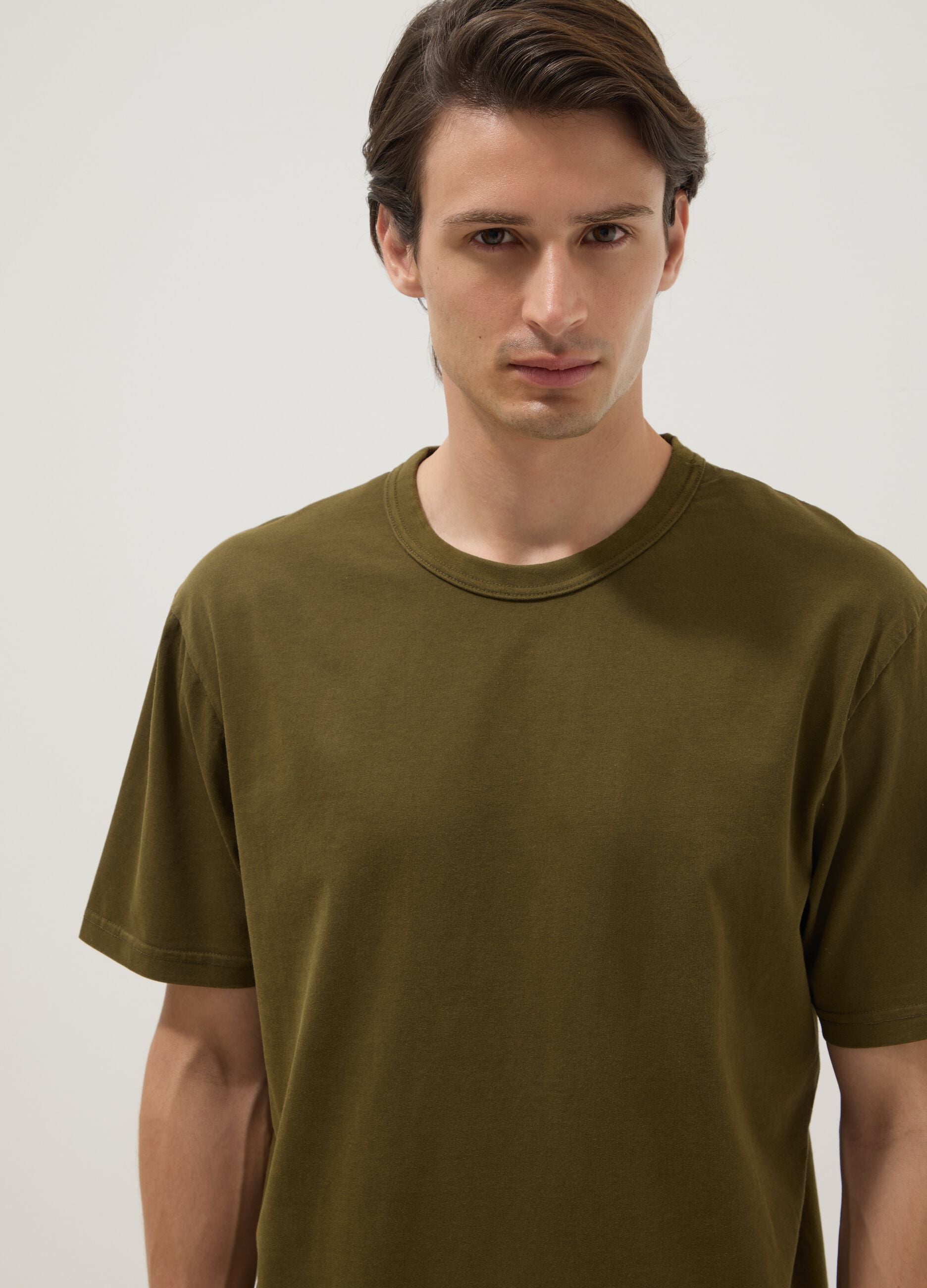 Green pure cotton T-shirt, relaxed fit