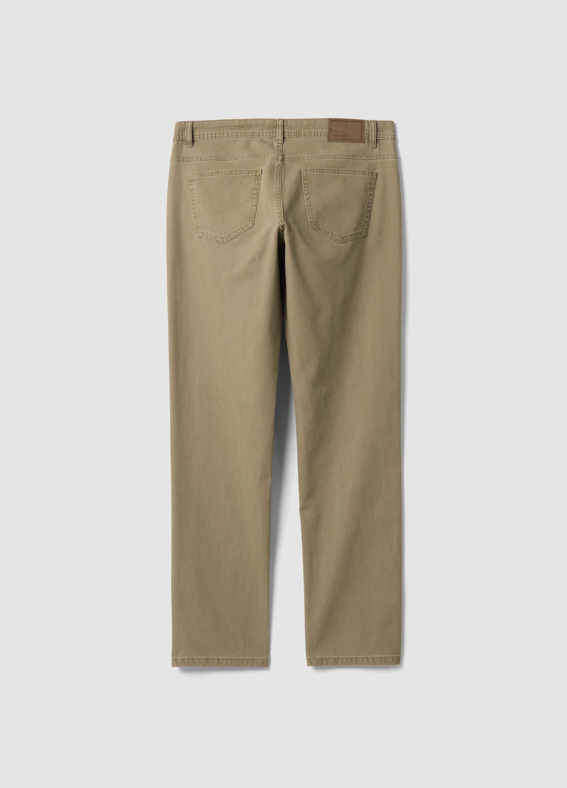 Beige slim-fit stretch cotton trousers