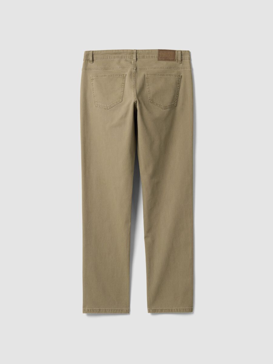 Beige slim-fit stretch cotton trousers_2