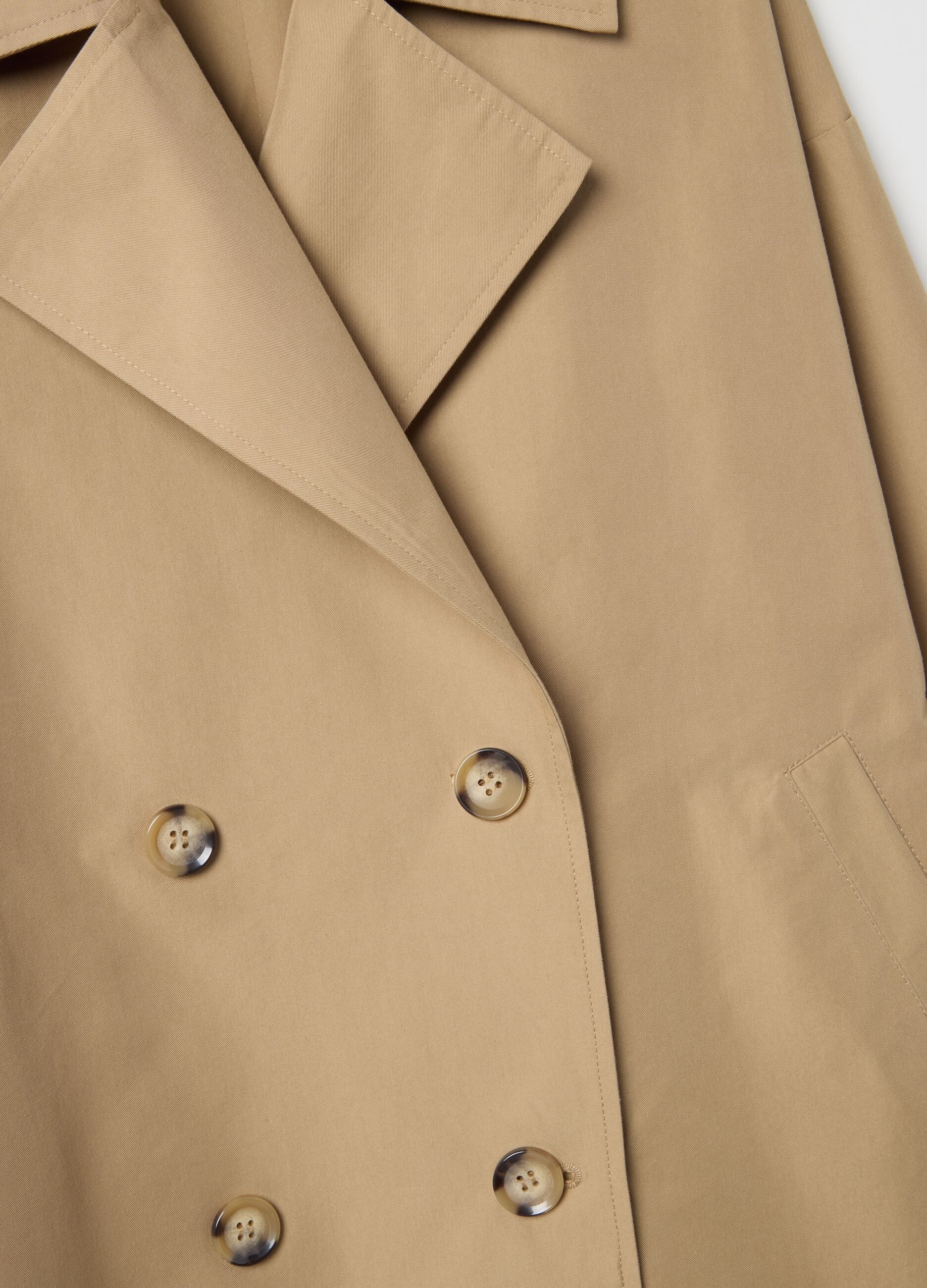 Oversized beige cotton blend trench coat