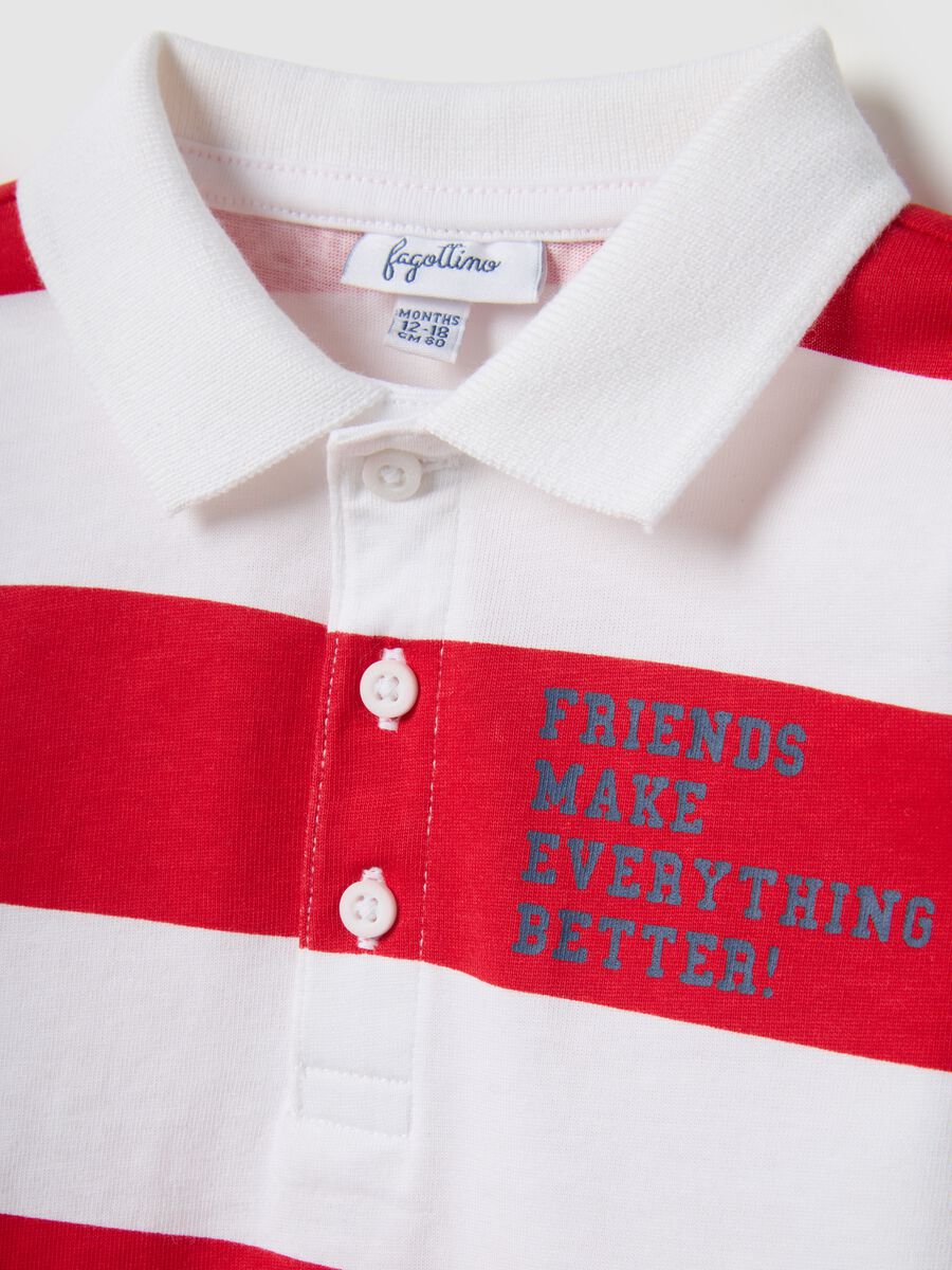 Polo a righe multicolor in puro cotone per bimbo regular fit_2