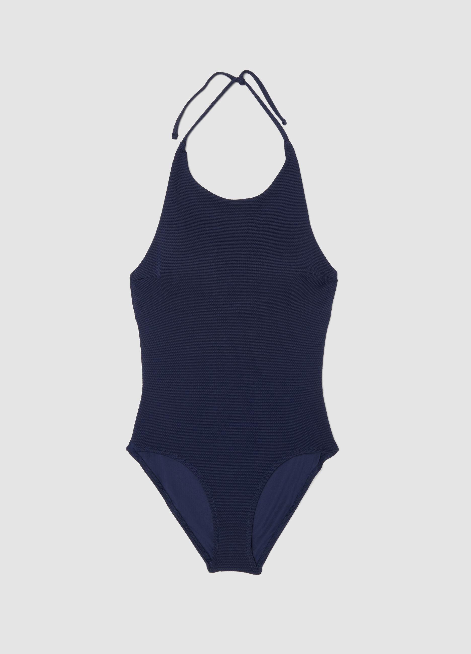 Blue stretchy fabric swimsuit