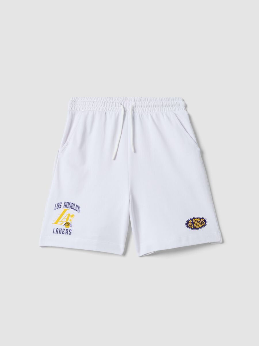 Shorts bianchi in puro cotone con vita elastica_3