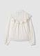 White pure cotton shirt with Mandarin collar and ruffles_2