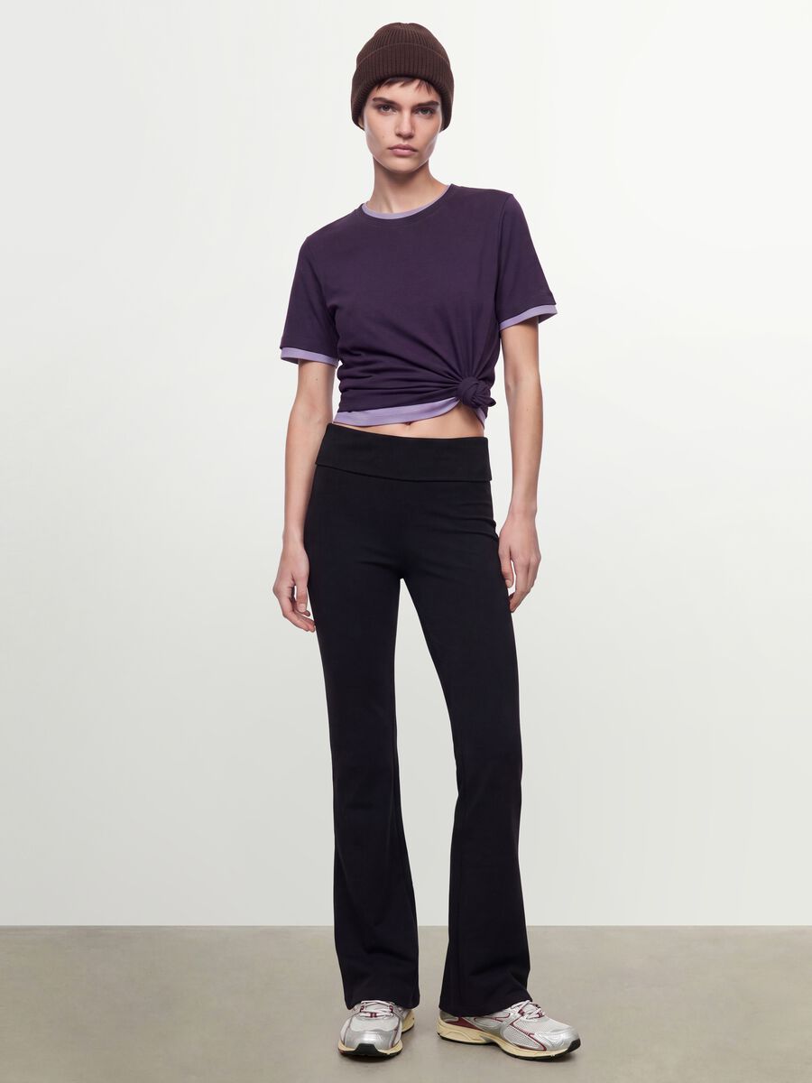 T-shirt viola in puro cotone organico a girocollo regular fit_1