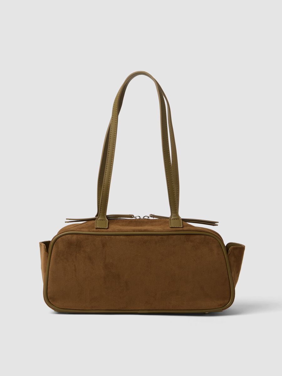 Borsa marrone a mano con chiusura zip_2