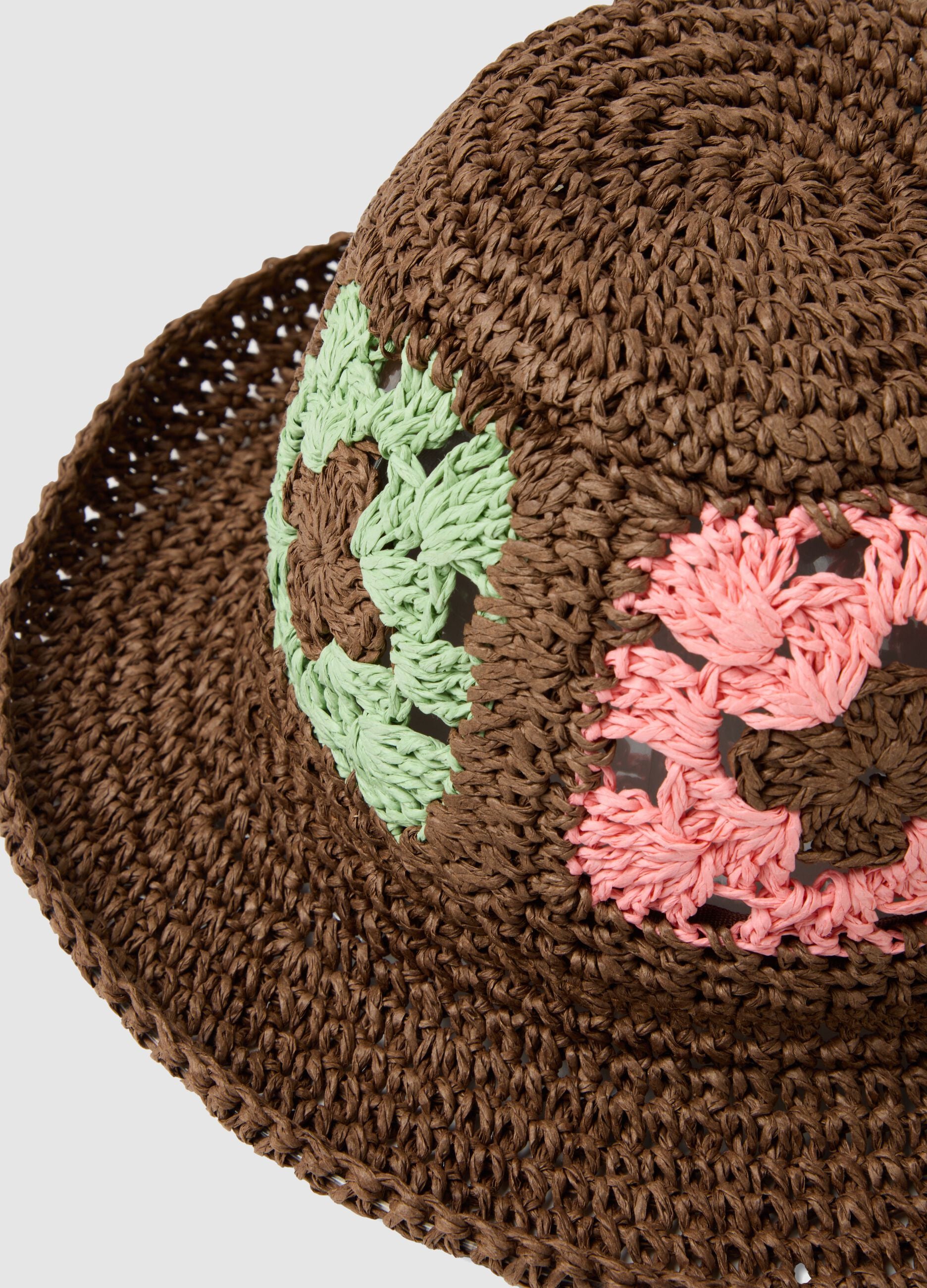 Multicolour knitted paper blend fabric hat
