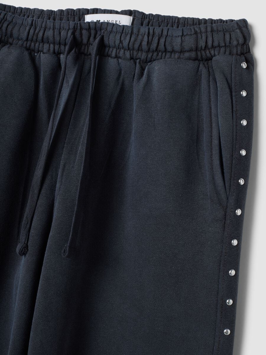 Grey wide-leg cotton-blend joggers with rhinestones_1