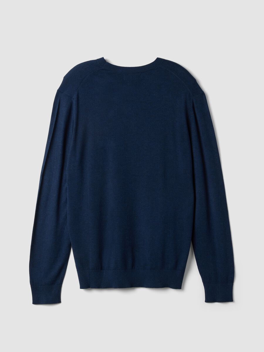 Blue crew-neck jumper in viscose blend, regular fit_2