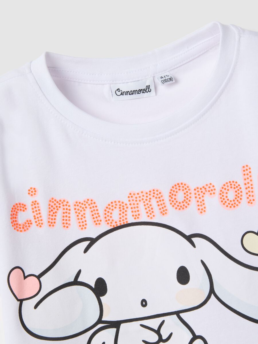 Girl's white stretch cotton T-shirt with print_2