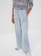 Light blue wide-leg jeans in cotton and viscose blend for girls_2