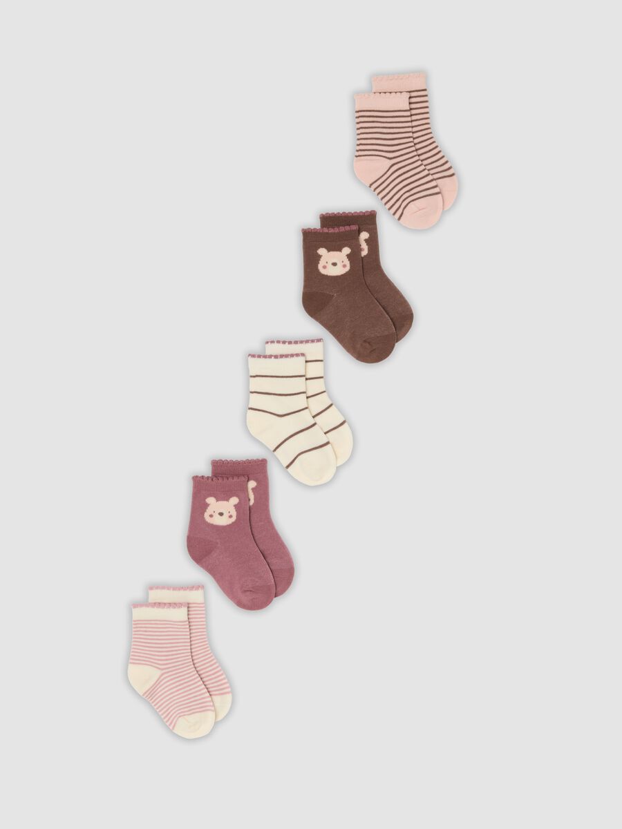 Pack of five multicoloured socks in stretch organic cotton_0