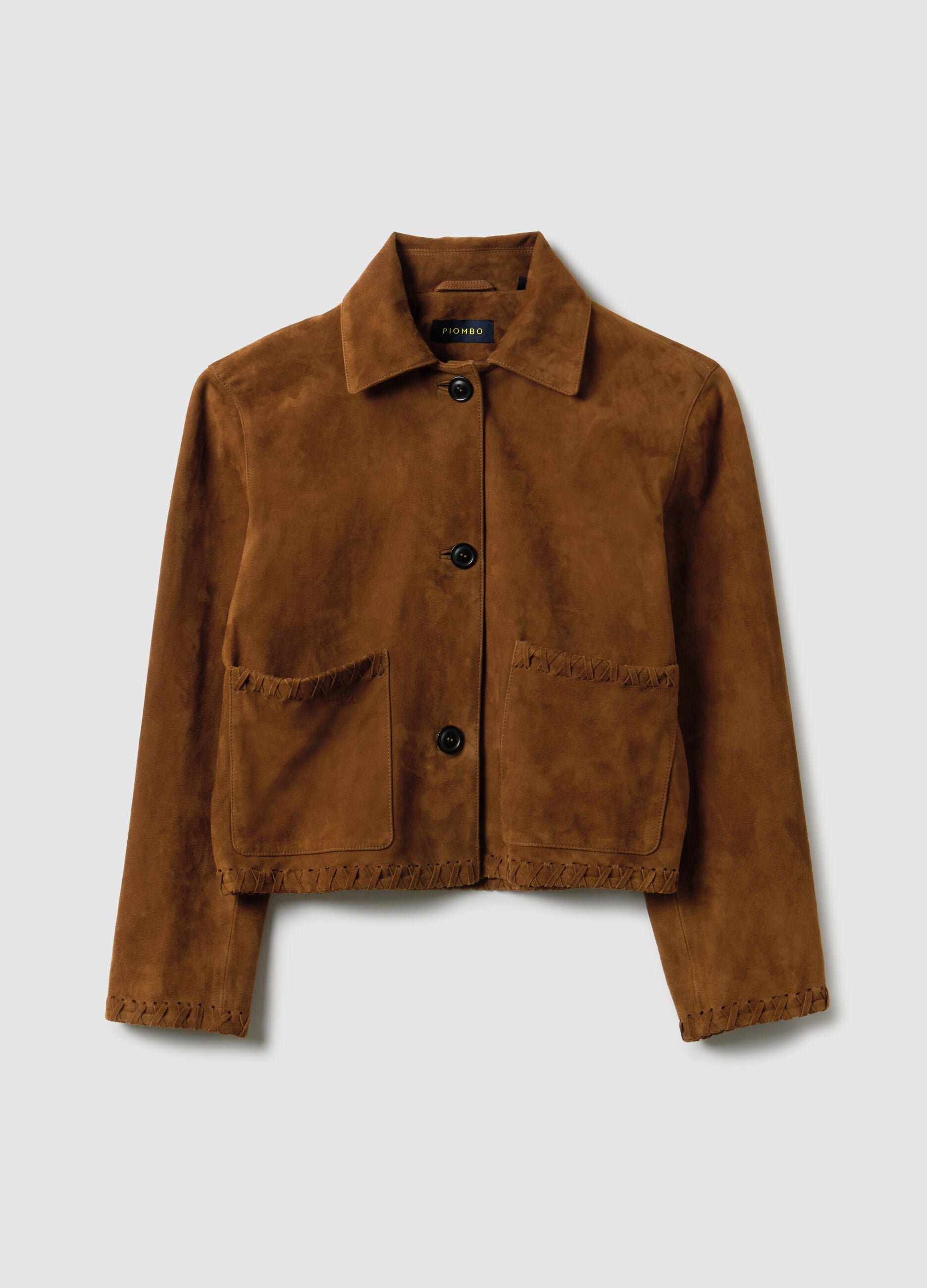Brown Regular Fit Genuine Leather Blazer