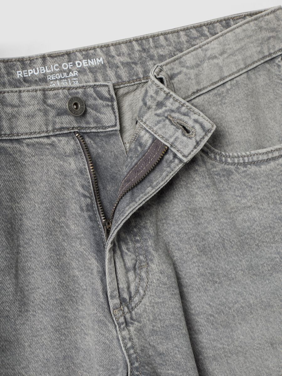 Grey denim jeans in pure cotton, regular fit_6