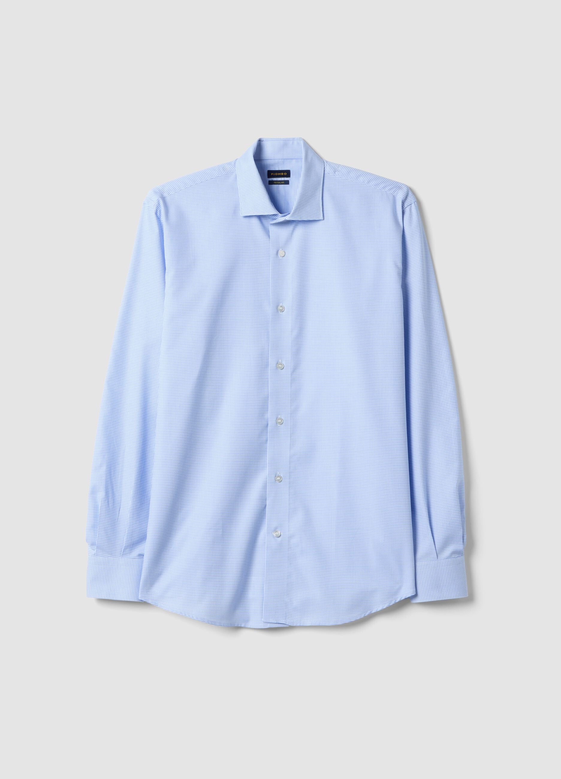 Blue and white check pure cotton shirt regular fit easy iron