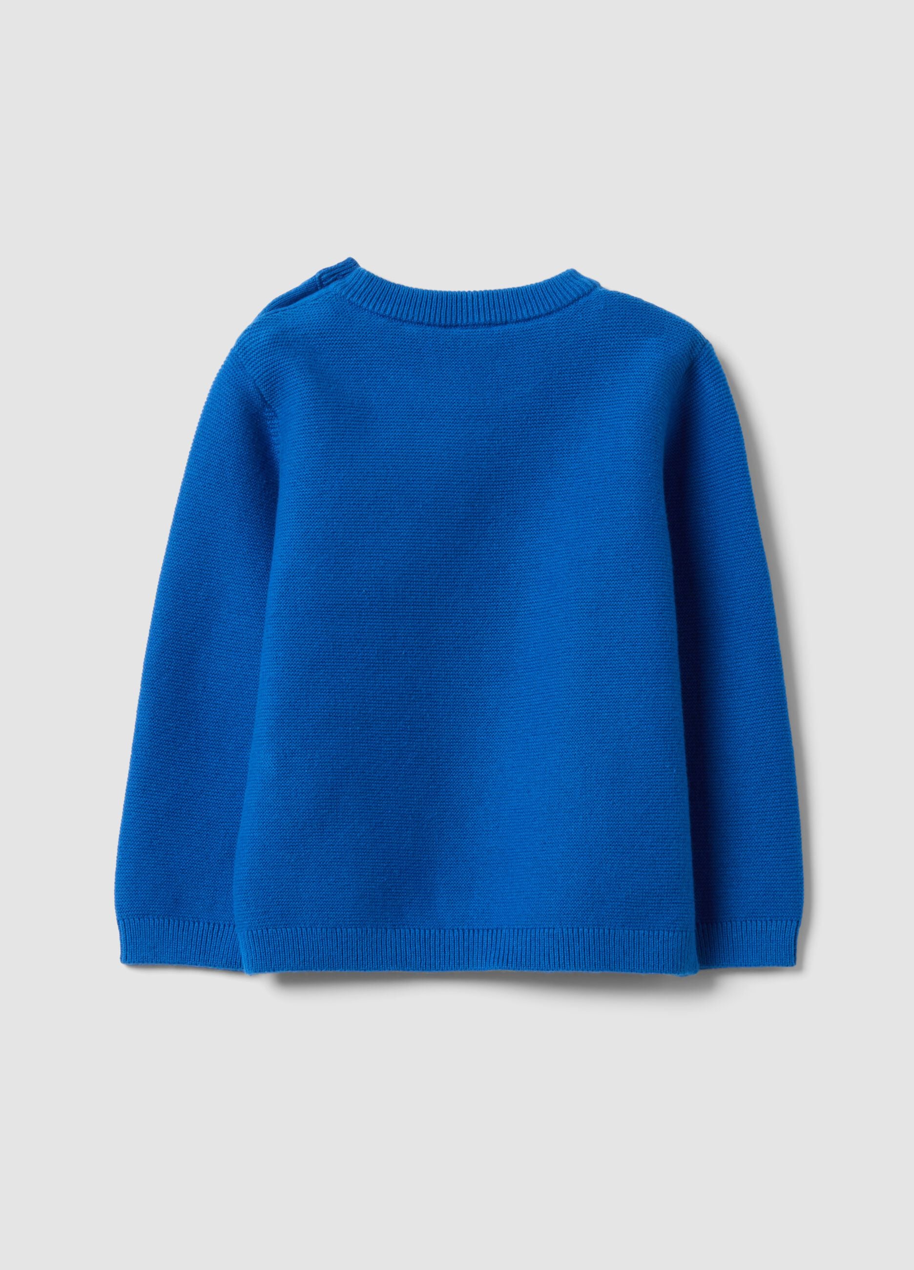 Blue pure cotton button jumper, regular fit, for baby boy