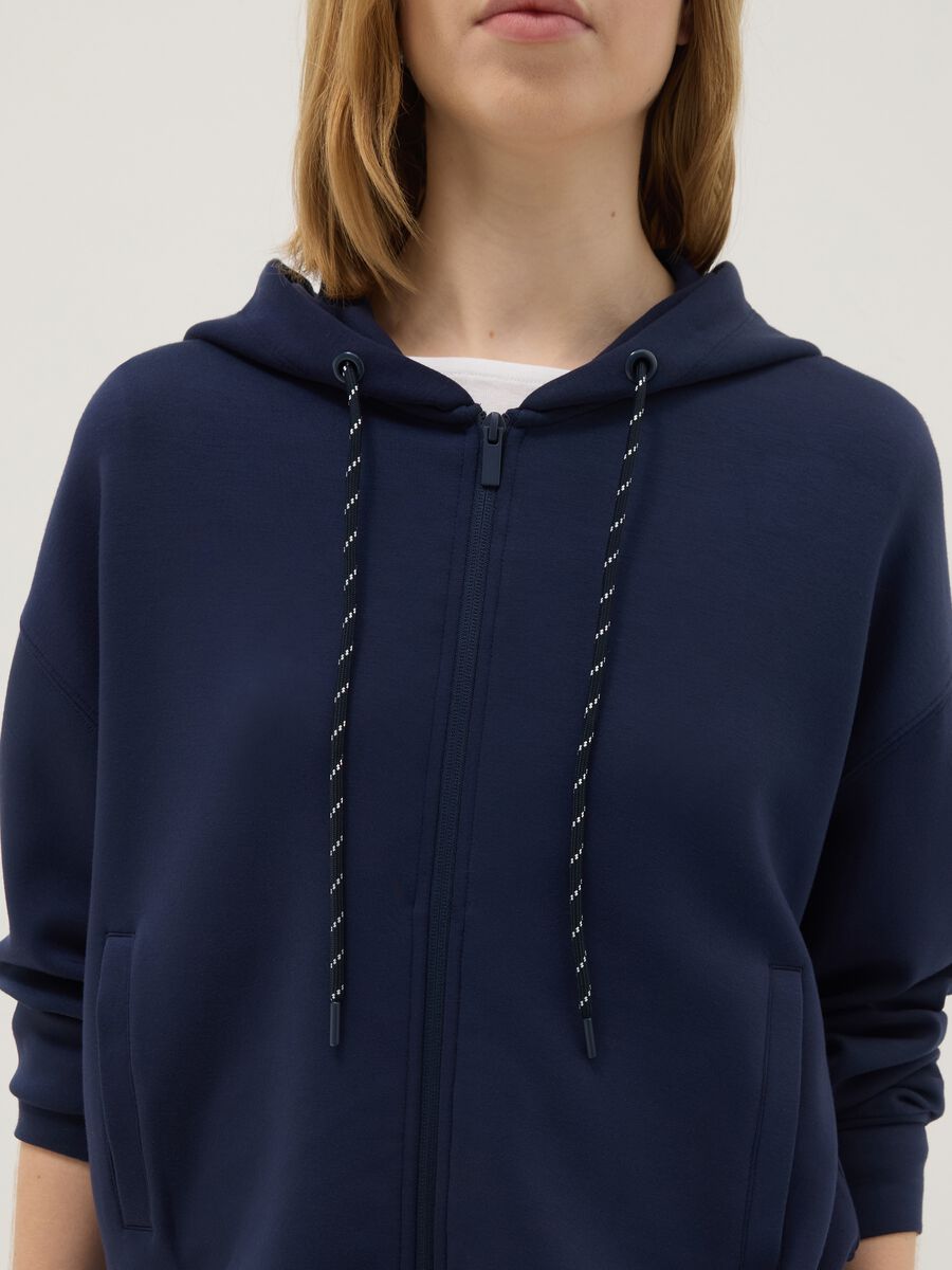 Felpa in misto modal blu regular fit con full zip_3