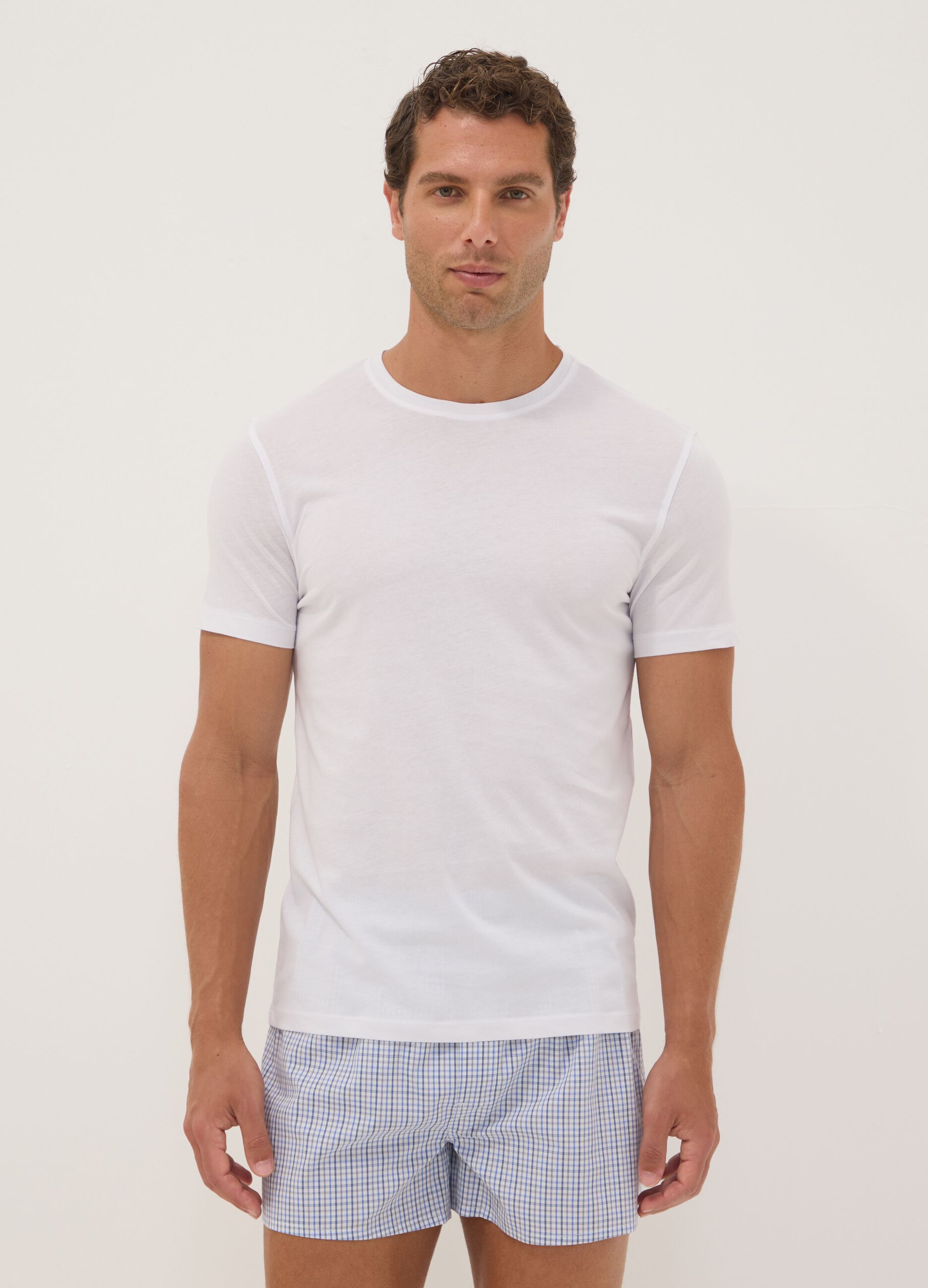 2-pack of white crew-neck T-shirts in pure extra-fine cotton
